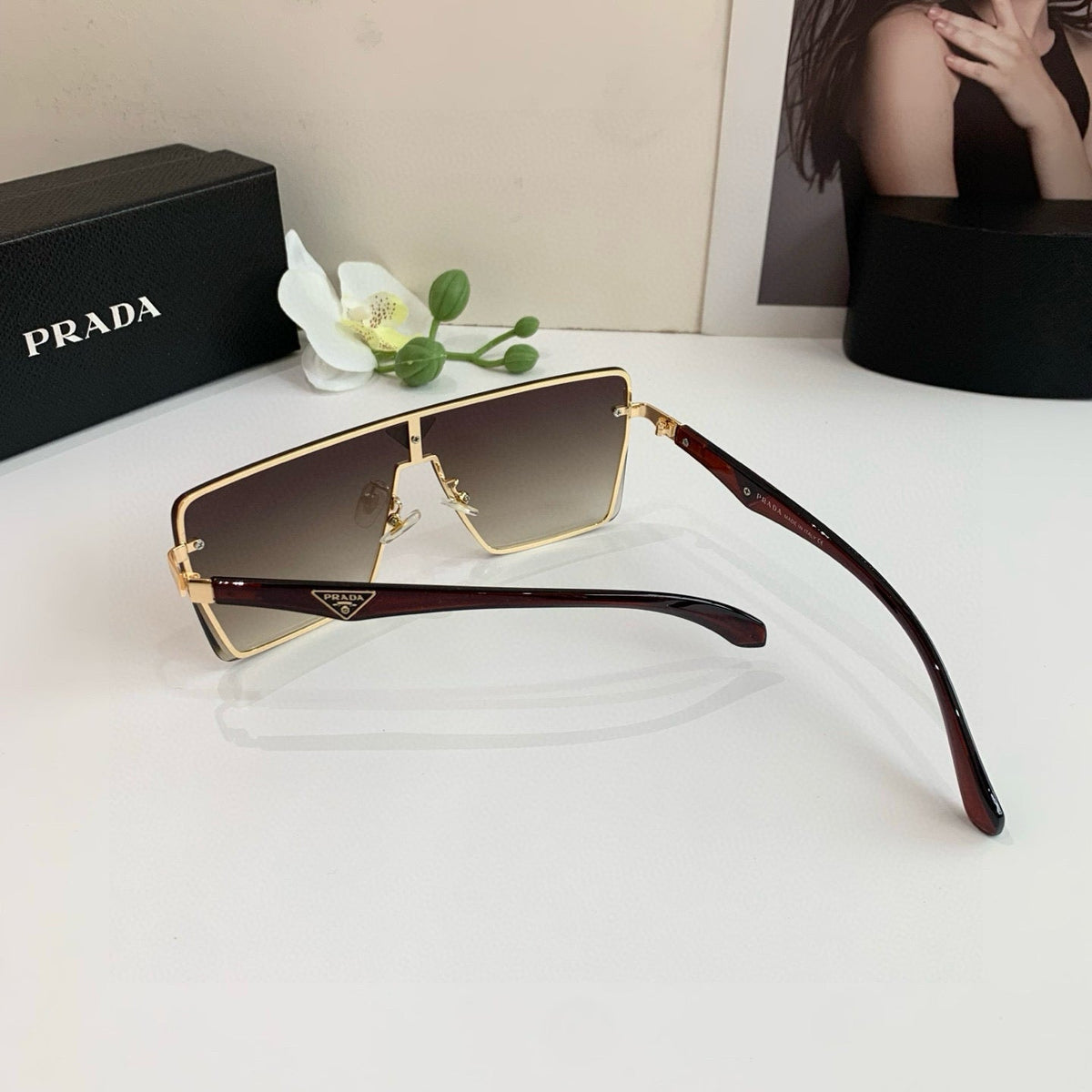 Gradient Shield Sunglasses – Brown & Gold Edition