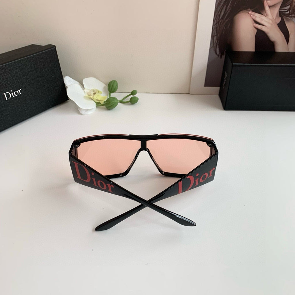 Oversized Pink Lens Shield Sunglasses